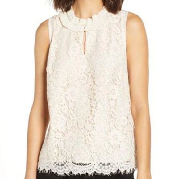 J. Crew Ruffle Neck Lace Tank Top Sz PXS - Picture 1 of 8